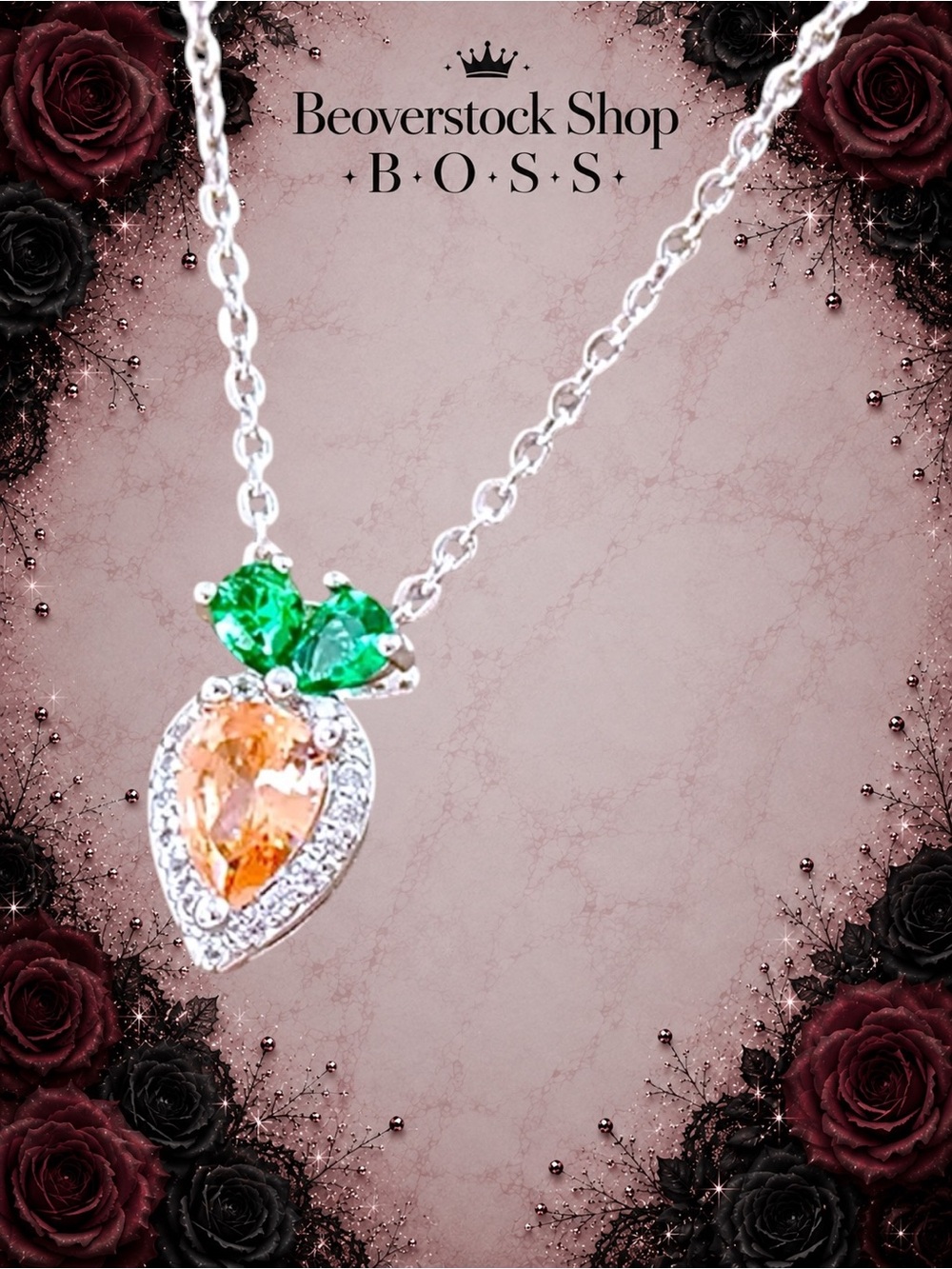 New Exclusively Fancy 925 Sterling Silver Carrot-Inspired Cubic Zirconia Pendant
